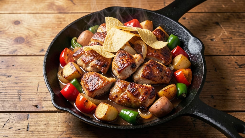 Applebee's Sizzling Chicken Skillet Recipe: Crispy Tortilla-Crusted Cheese Rivers in One Pan