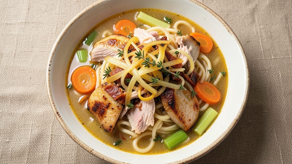 American Chicken Noodle Soup Recipe: Homemade Comfort with Herbed Broth and Tender Shreds