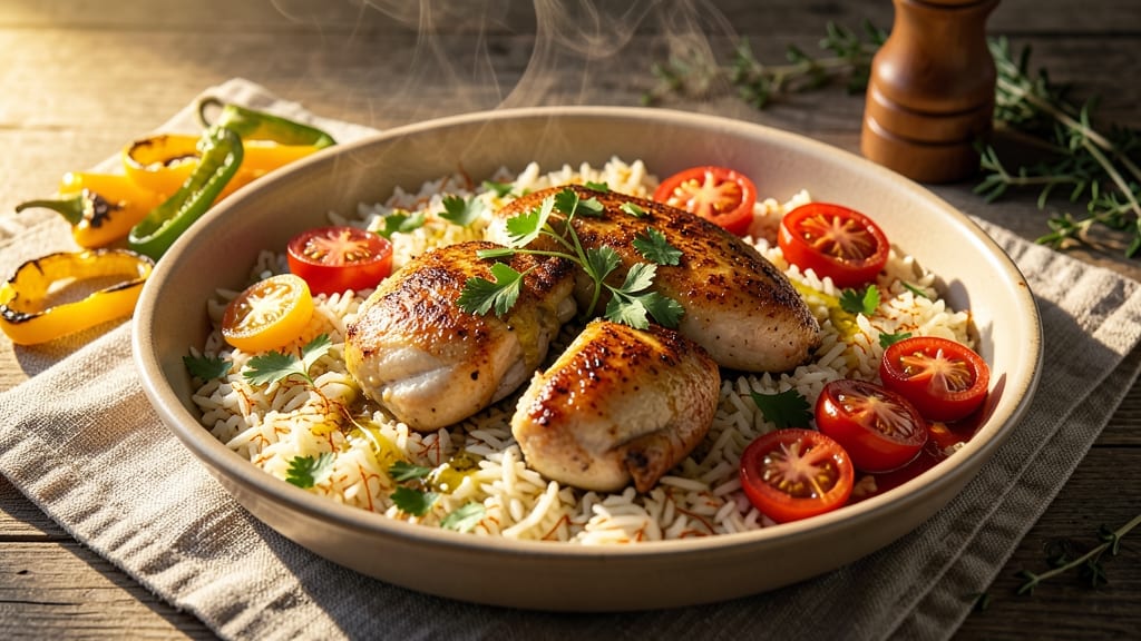 Baked Chicken Paella Recipe: Saffron-Infused Rice and Chicken Harmony
