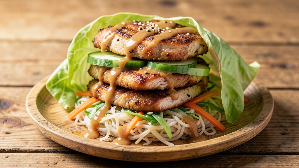Asian Chicken Salad Sandwich Recipe: Crunchy Rice Noodle Wraps With Tangy Peanut Dressing