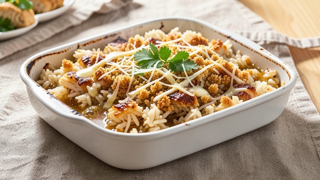 Baked Rice Recipe with Chicken Broth: Savory Crispy Top and Flavorful Base