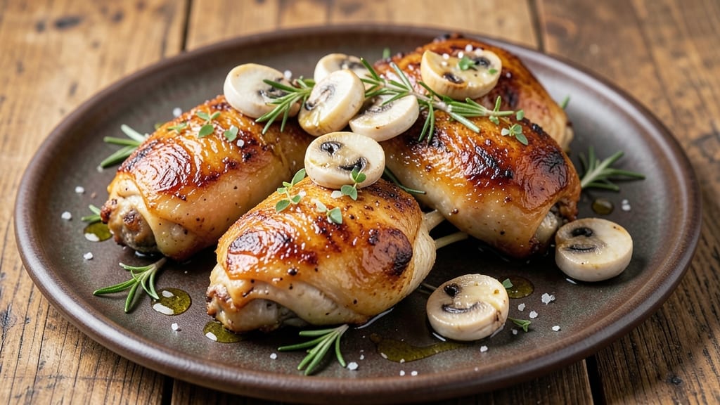 Baked Chicken Thighs With Mushrooms Recipe: Savory Herb-Crusted Bites in One Pan