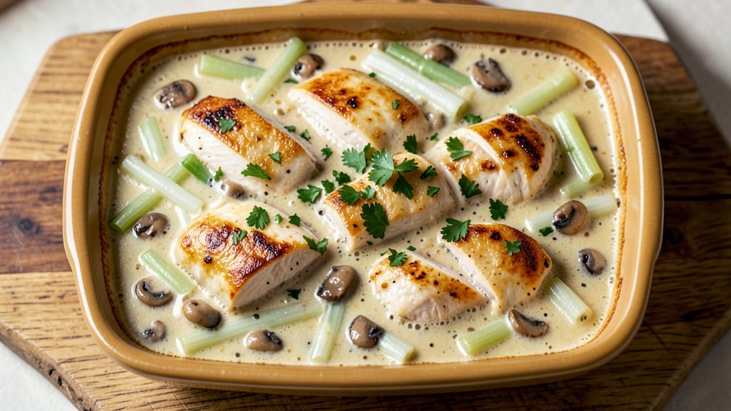 Campbell's Cream of Mushroom Chicken Casserole Recipe: One-Pan Comfort with Crispy Celery Crown