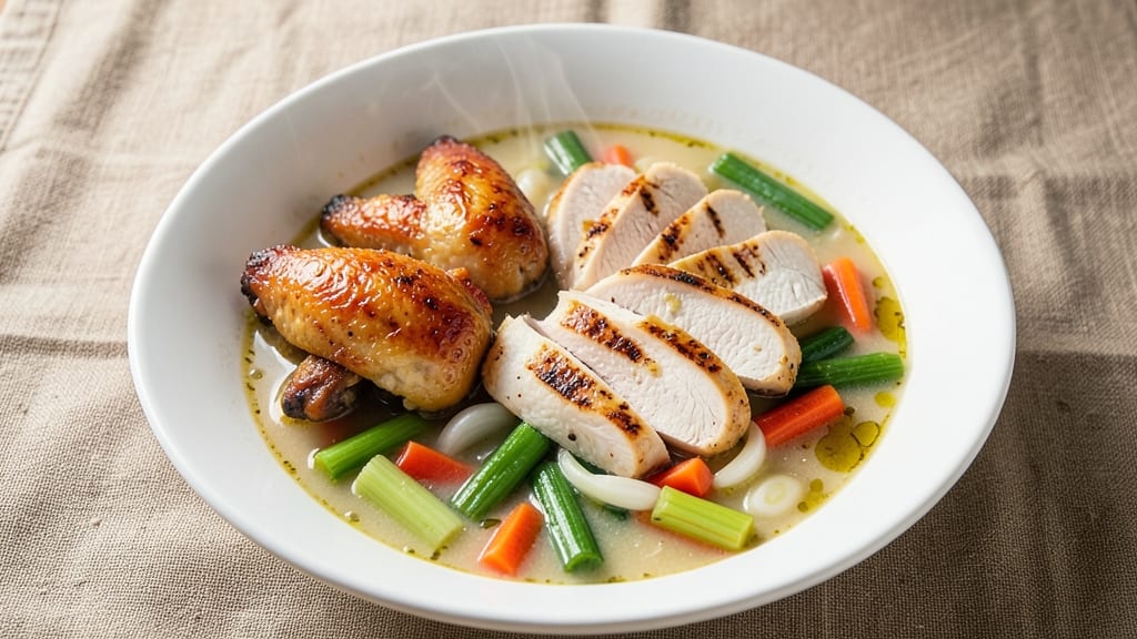 Carrabba's Copycat Chicken Soup Recipe: Crispy Celery Crown Over Herbed Vinegar Bliss