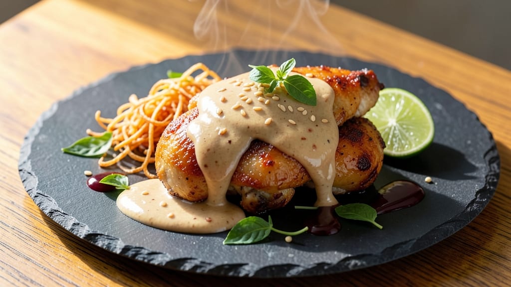Bangkok Peanut Sauce Chicken Recipe: Fragrant Lime and Galangal Infusion