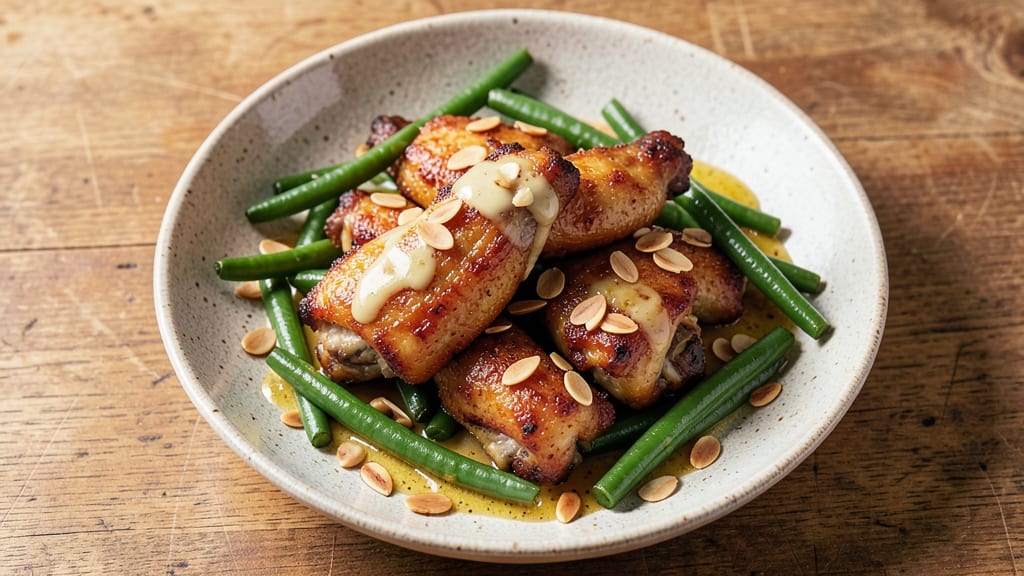 Gordon Ramsay's Chicken Wings and Green Beans Recipe: Crispy-Skinned Wings With Almond-Fried Beans