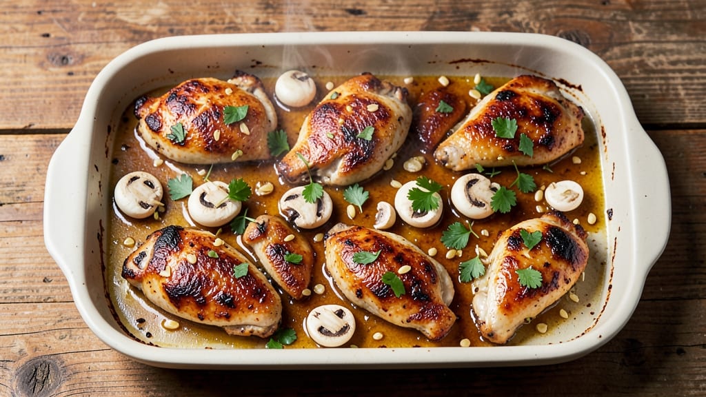 Jamie Oliver's Chicken and Mushroom Tray Bake Recipe: One-Pan Weeknight Wonder